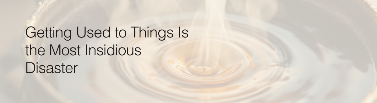 Getting Used to Things Is the Most Insidious Disaster
